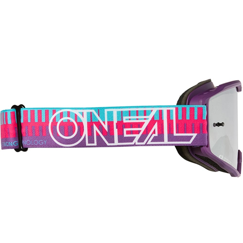 Lunettes de motocross rayées O'Neal B-10 pour enfants, rose-violet