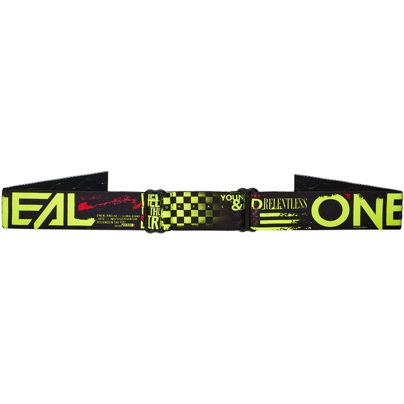Lunettes de motocross pour enfants O'Neal B-10 Attack noires et jaune fluo avec verres en plexiglas bleu iridium