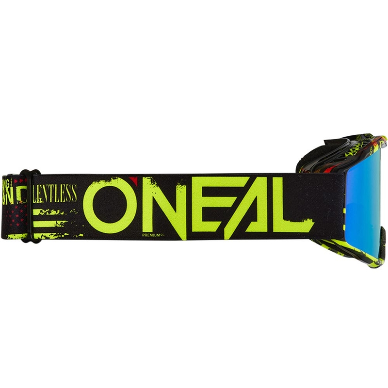 Lunettes de motocross pour enfants O'Neal B-10 Attack noires et jaune fluo avec verres en plexiglas bleu iridium