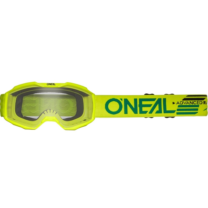 Lunettes de motocross pour enfants O'Neal B-10, jaune fluo uni avec plexiglas transparent