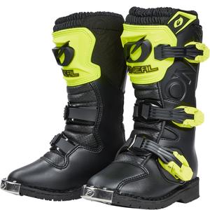 Bottes de motocross O'Neal Rider PRO pour enfants, noir et jaune fluo