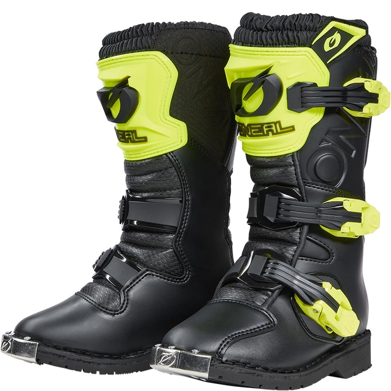 Bottes de motocross O'Neal Rider PRO pour enfants, noir et jaune fluo