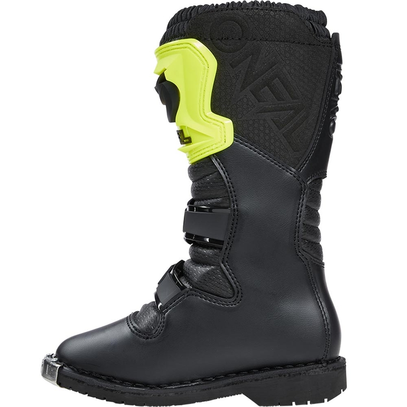 Bottes de motocross O'Neal Rider PRO pour enfants, noir et jaune fluo