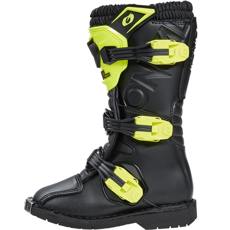 Bottes de motocross O'Neal Rider PRO pour enfants, noir et jaune fluo