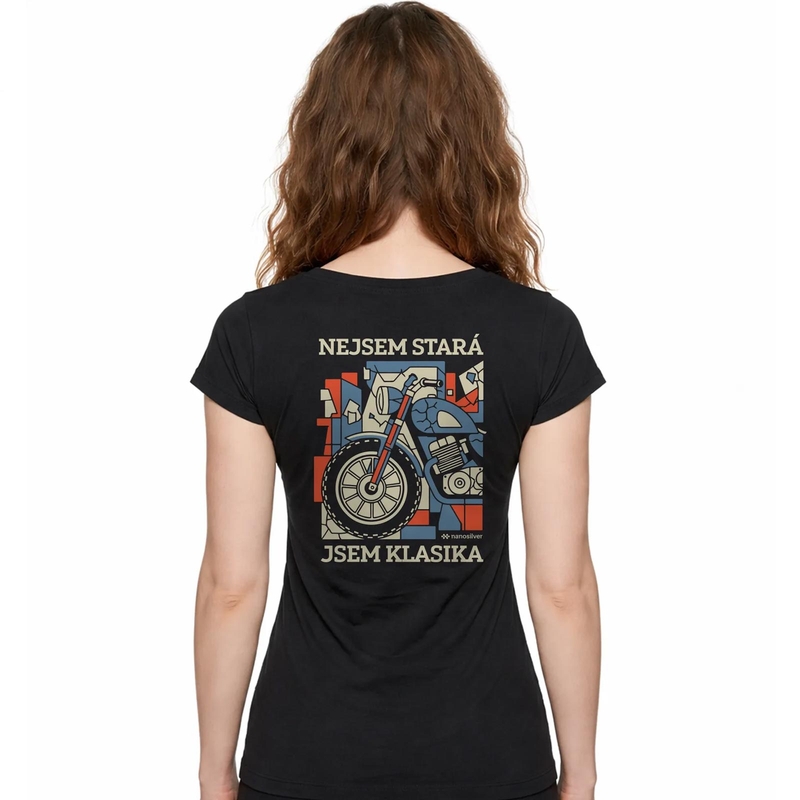 T-shirt femme Nanosilver « Je suis un classique » noir