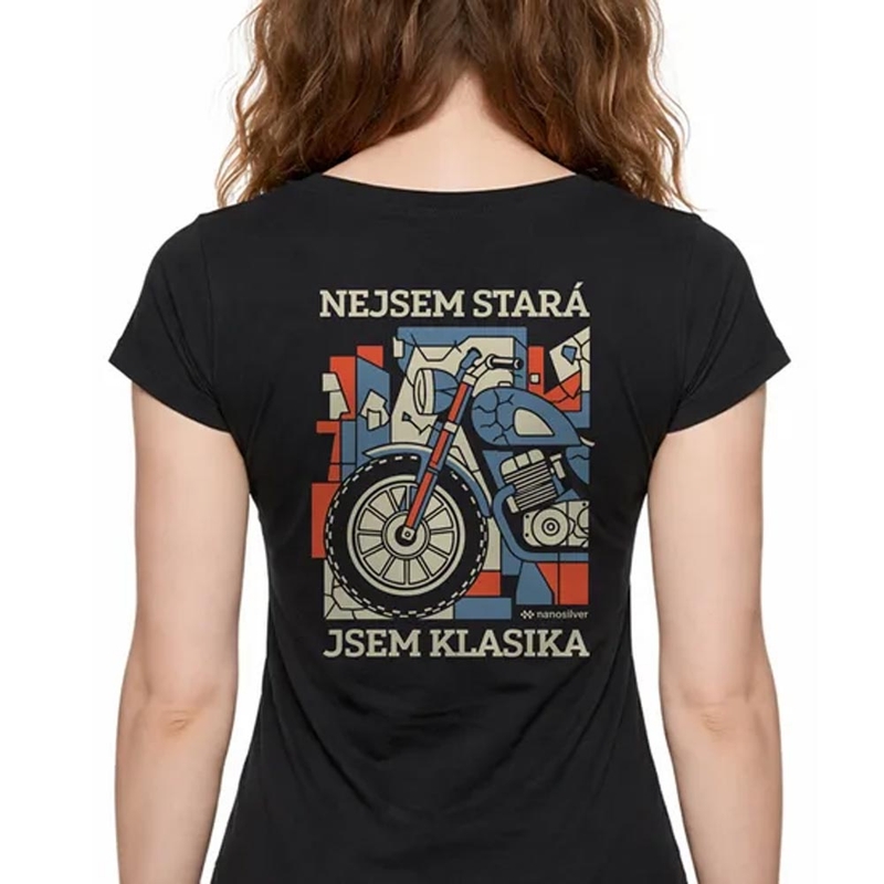 T-shirt femme Nanosilver « Je suis un classique » noir