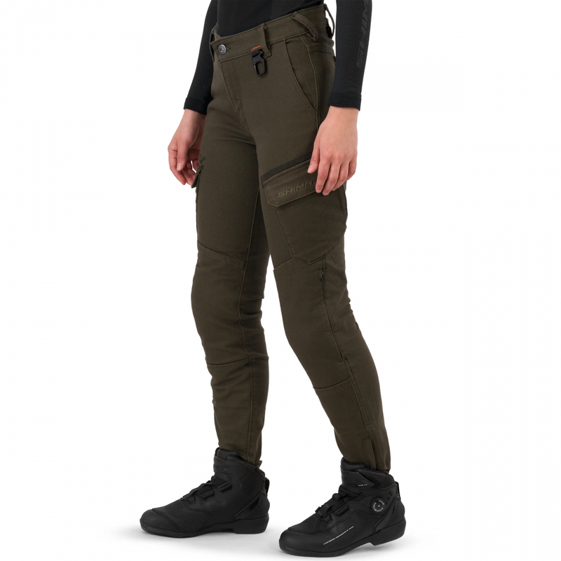 Jean moto court pour femme Shima Recon vert