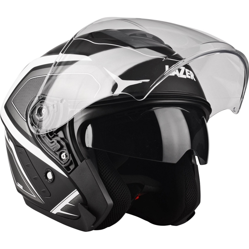 Casque moto ouvert Lazer Tango Hexa noir et blanc