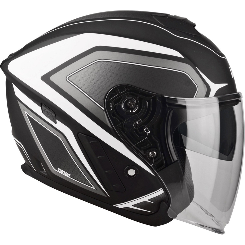 Casque moto ouvert Lazer Tango Hexa noir et blanc