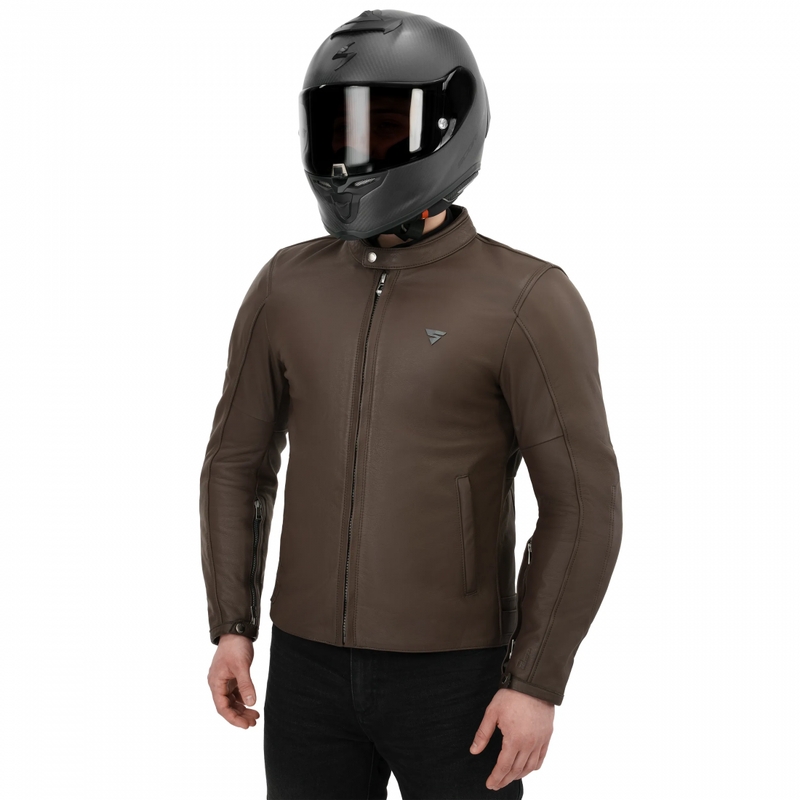 Blouson de moto en cuir marron Shima Hunter 3.0