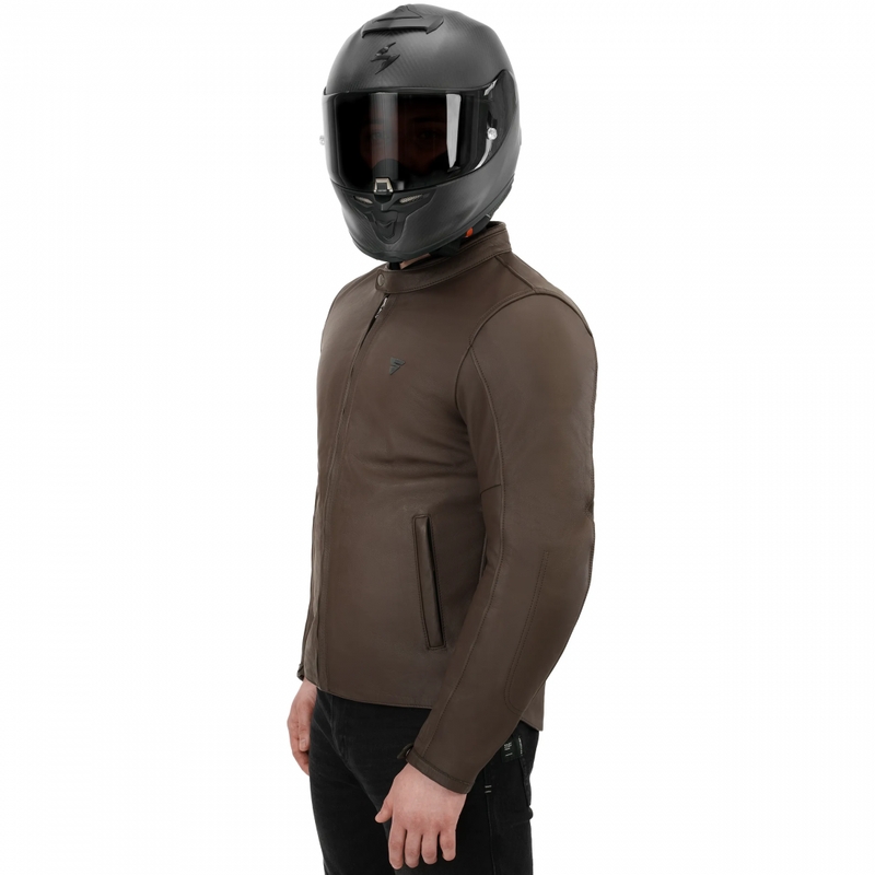 Blouson de moto en cuir marron Shima Hunter 3.0