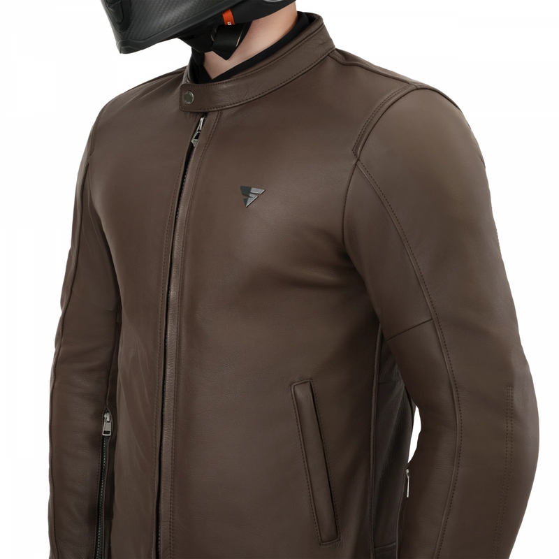 Blouson de moto en cuir marron Shima Hunter 3.0