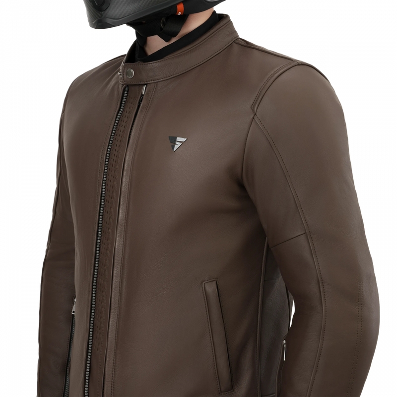 Blouson de moto en cuir marron Shima Hunter 3.0