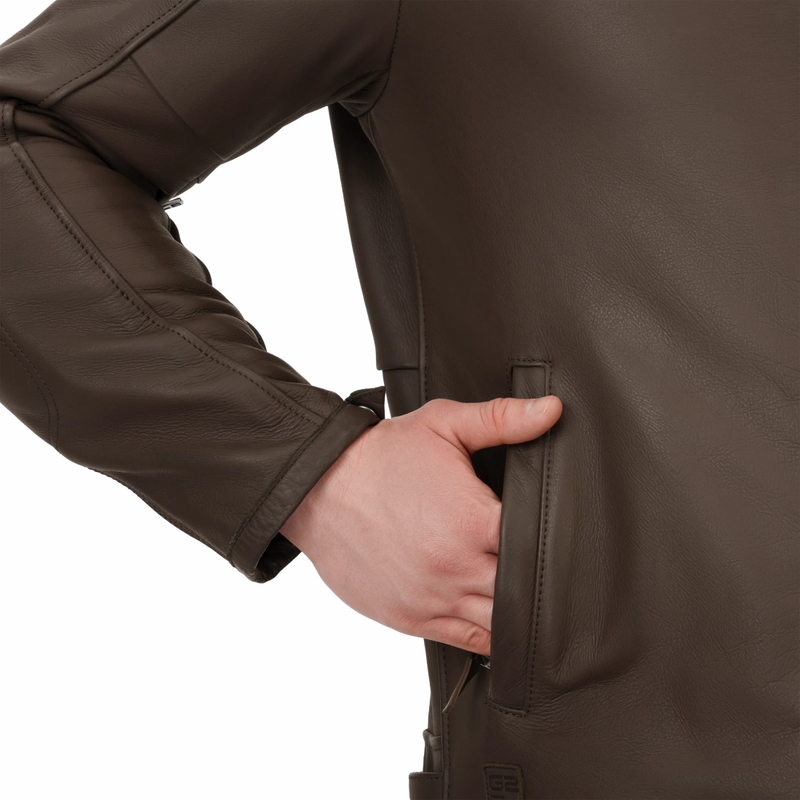 Blouson de moto en cuir marron Shima Hunter 3.0