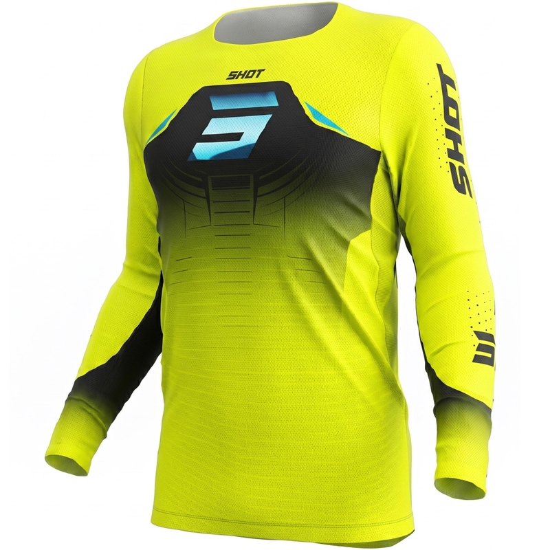 Maillot de motocross Shot Aerolite Phase jaune fluo
