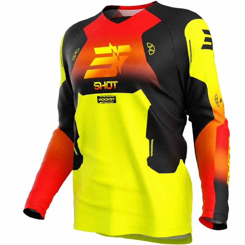 Maillot de motocross enfant Shot Draw Rocket jaune fluo