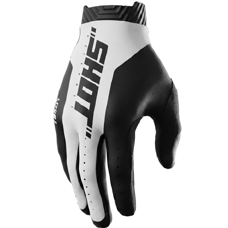 Gants de motocross Shot Lite Skin noirs et blancs