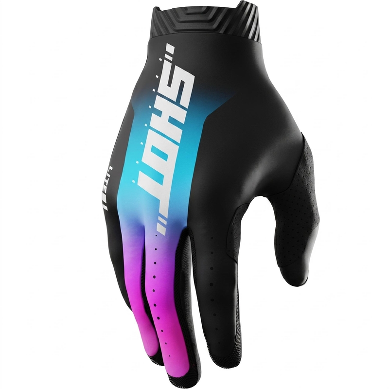 Gants de motocross Shot Lite Skin bleu-rose