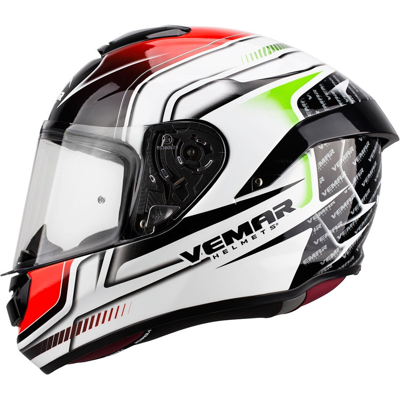 Integrální přilba Vemar Hurricane Racing černo-bílo-červeno-zelená
