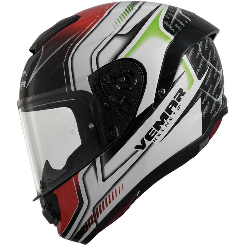 Integrální přilba Vemar Hurricane Racing černo-bílo-červeno-zelená