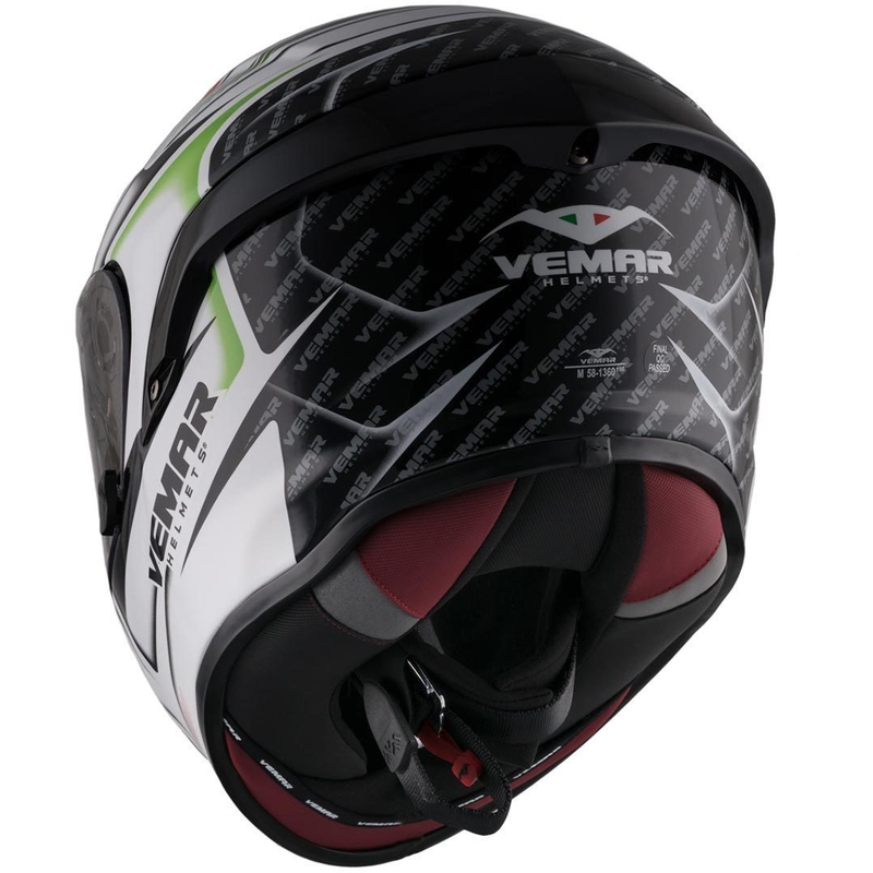 Integrální přilba Vemar Hurricane Racing černo-bílo-červeno-zelená