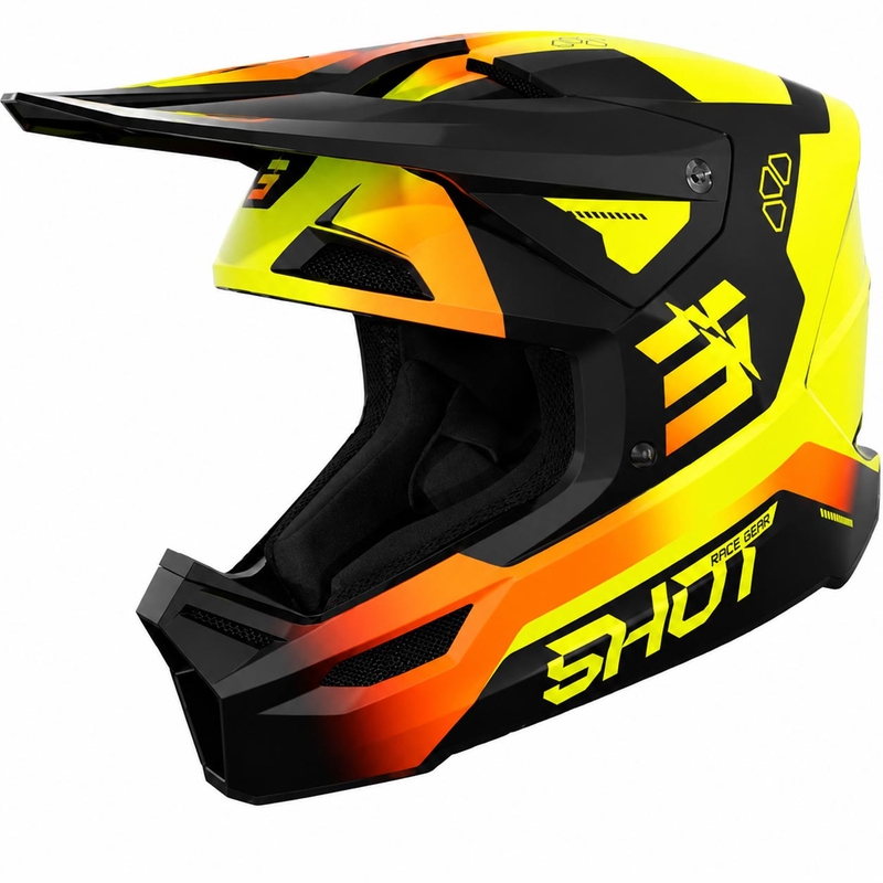 Casque de motocross enfant Shot Furious Rocket jaune fluo brillant
