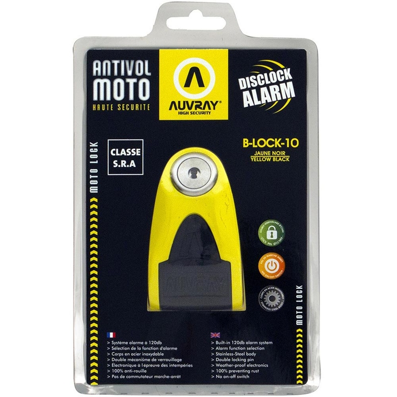 Antivol de disque de frein Auvray B-Lock 10 Alarme 120 dB jaune