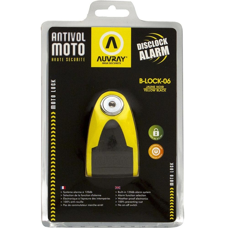 Antivol de disque de frein Auvray B-Lock 06 avec alarme 120 dB, jaune