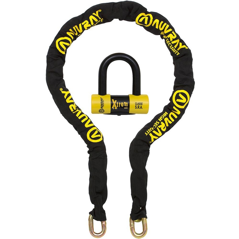 Antivol de moto à chaîne Auvray XTREM avec antivol de disque de frein XTREM Mini U 13,5 mm, noir
