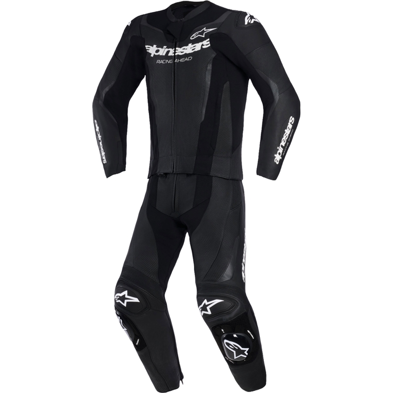 Combinaison Alpinestars GP Force V2 deux pièces en cuir noir et blanc