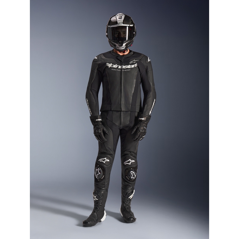 Combinaison Alpinestars GP Force V2 deux pièces en cuir noir et blanc