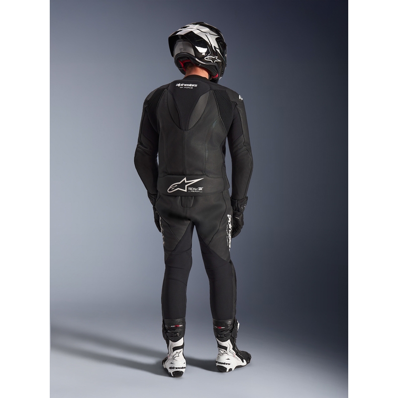 Combinaison Alpinestars GP Force V2 deux pièces en cuir noir et blanc
