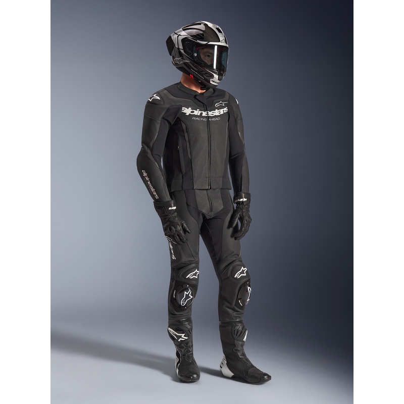 Combinaison Alpinestars GP Force V2 deux pièces en cuir noir et blanc