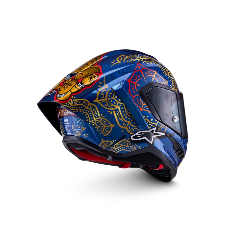 Casque intégral de moto Alpinestars Supertech R10 Marthainator édition limitée JORGE MARTIN bleu perle or rouge