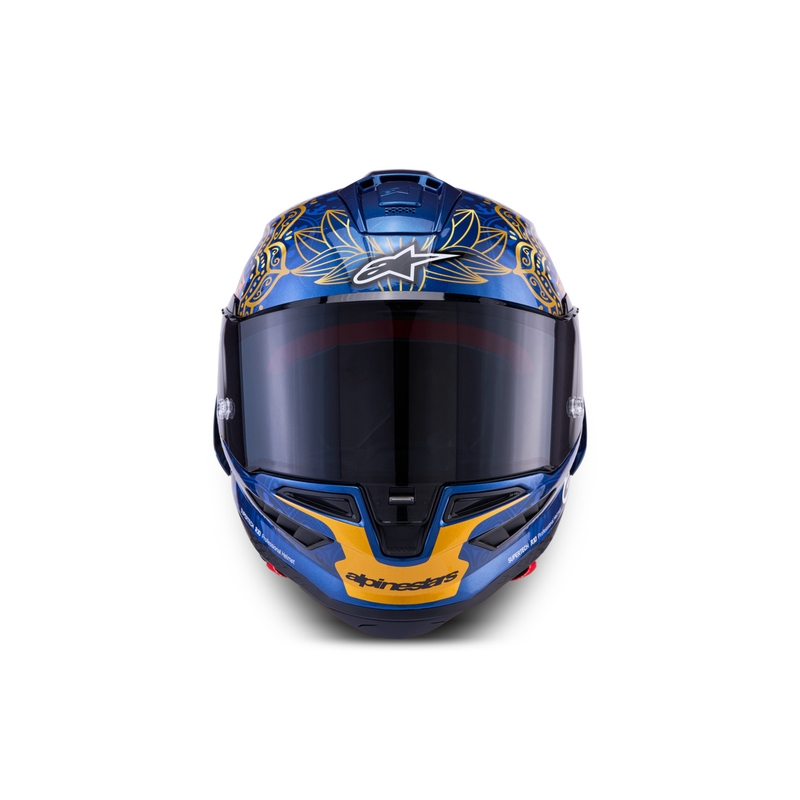 Casque intégral de moto Alpinestars Supertech R10 Marthainator édition limitée JORGE MARTIN bleu perle or rouge