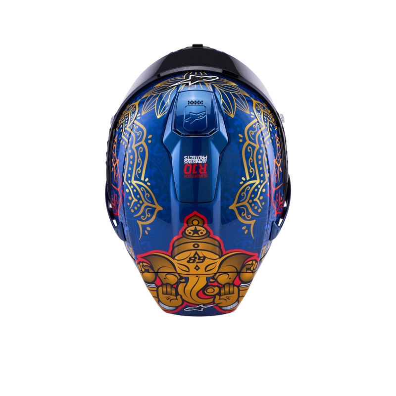 Casque intégral de moto Alpinestars Supertech R10 Marthainator édition limitée JORGE MARTIN bleu perle or rouge
