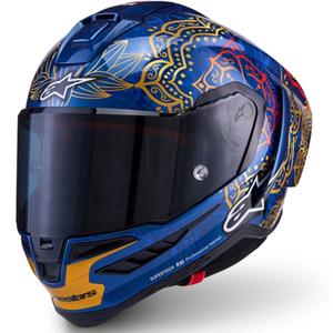 Casque intégral de moto Alpinestars Supertech R10 Marthainator édition limitée JORGE MARTIN bleu perle or rouge