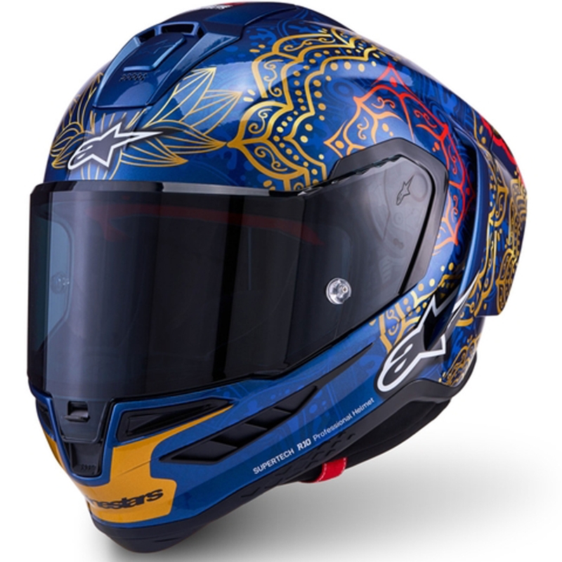 Casque intégral de moto Alpinestars Supertech R10 Marthainator édition limitée JORGE MARTIN bleu perle or rouge