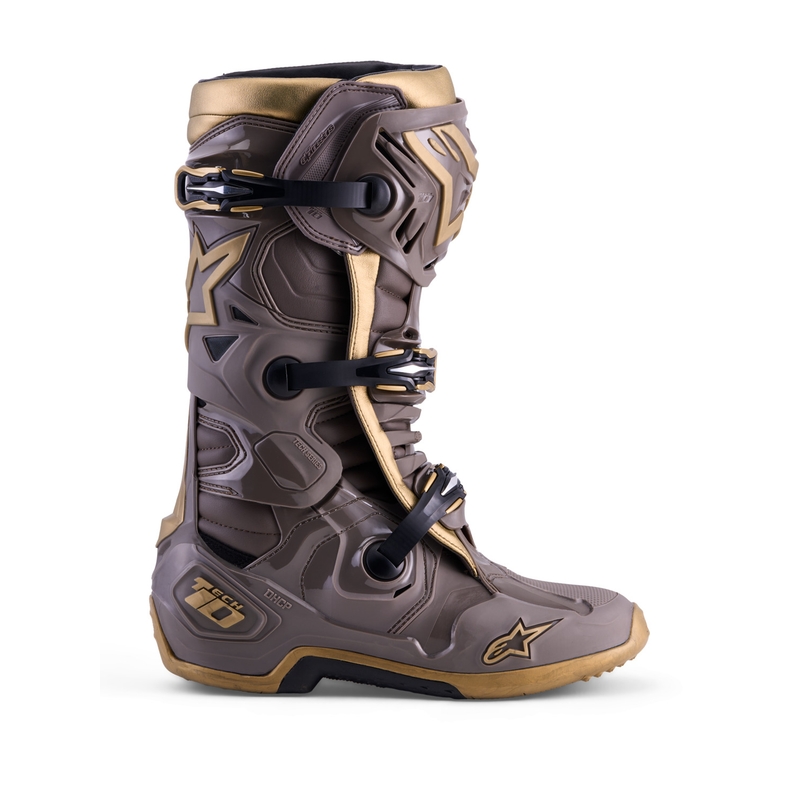 Bottes de moto Alpinestars TECH 10 Limited Edition AIR GOLD Marron Or