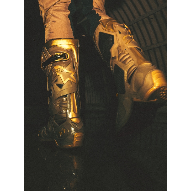 Bottes de moto Alpinestars TECH 10 Limited Edition AIR GOLD Marron Or