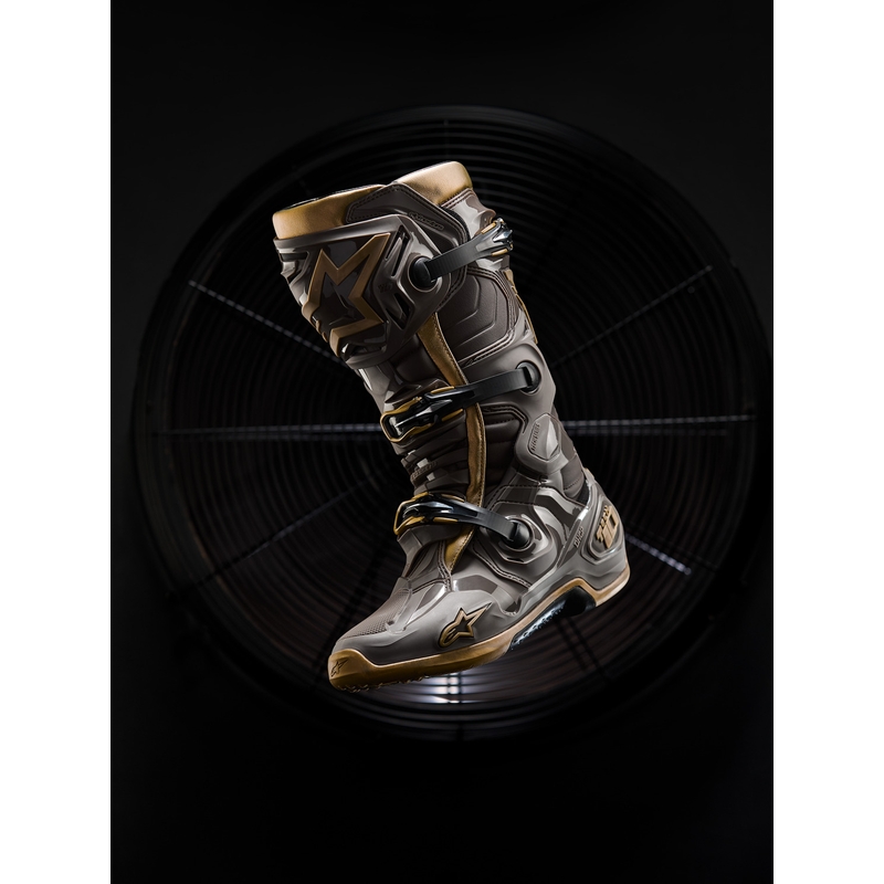 Bottes de moto Alpinestars TECH 10 Limited Edition AIR GOLD Marron Or