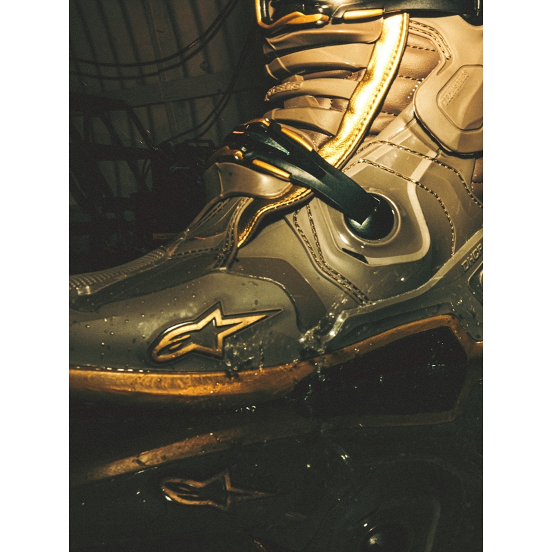 Bottes de moto Alpinestars TECH 10 Limited Edition AIR GOLD Marron Or