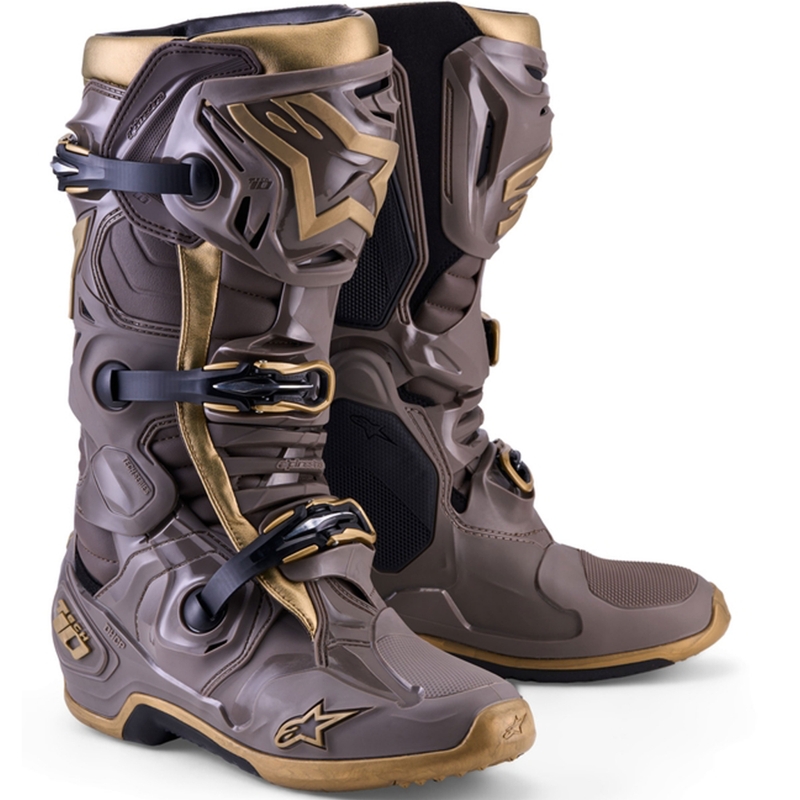 Bottes de moto Alpinestars TECH 10 Limited Edition AIR GOLD Marron Or