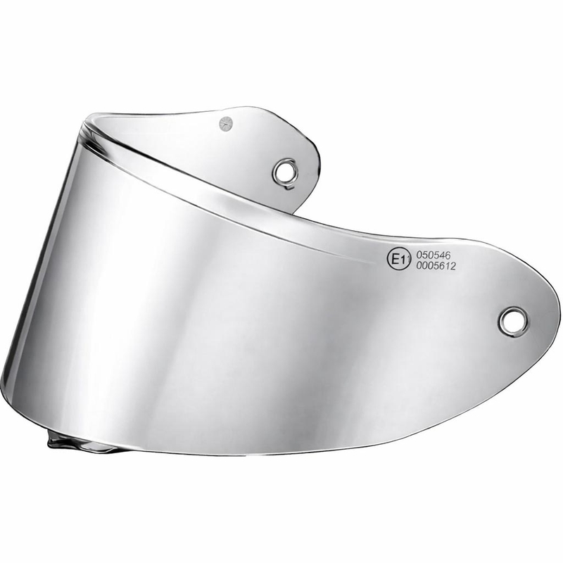 Visière pour casques de moto ZED K40, pré-équipée pour film FogCity, finition argent miroir.