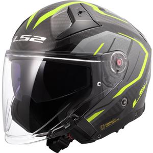 Casque de moto jet LS2 OF603 Infinity II C Urus jaune fluo