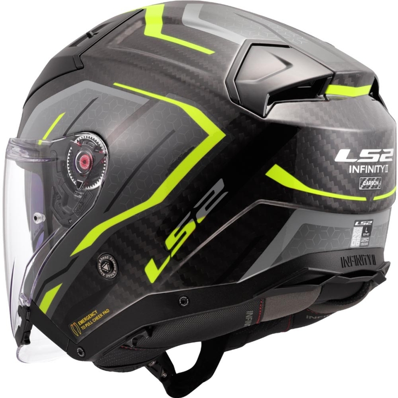 Casque de moto jet LS2 OF603 Infinity II C Urus jaune fluo