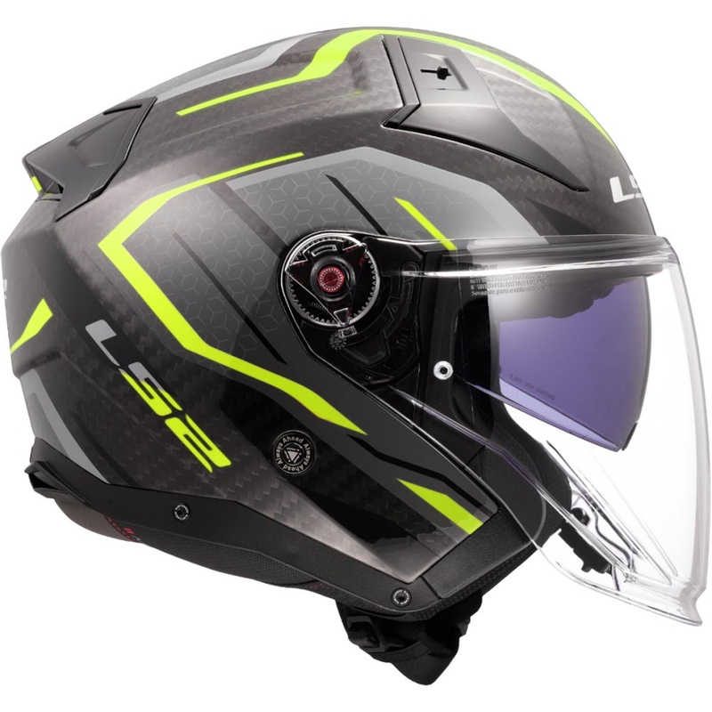 Casque de moto jet LS2 OF603 Infinity II C Urus jaune fluo