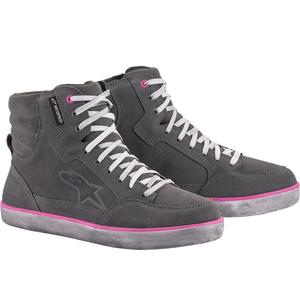 Bottes de moto Alpinestars J-6 imperméables pour femmes, gris clair et rose