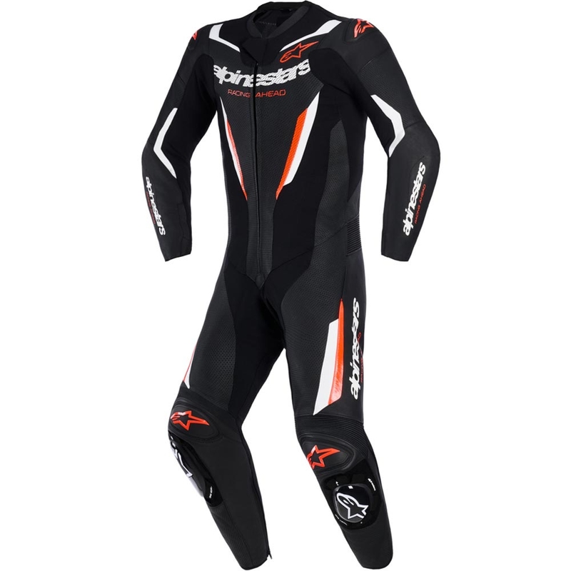 Combinaison de moto Alpinestars GP FORCE V2 une pièce noir-blanc-rouge fluo