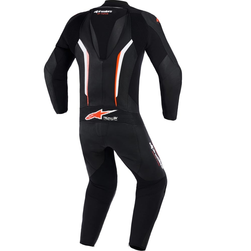 Combinaison de moto Alpinestars GP FORCE V2 une pièce noir-blanc-rouge fluo